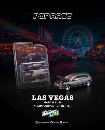 PopRace Honda EG6 Las Vegas Super Con Grey Exclusive PRB002 Blister
