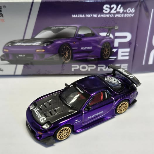 PopRace Mazda RX-7 RE Amemiya Wide Body Purple Chrome S24-06 China Exclusive
