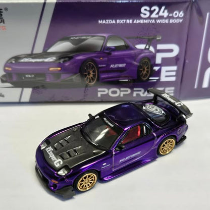 PopRace Mazda RX-7 RE Amemiya Wide Body Purple Chrome S24-06 China Exclusive