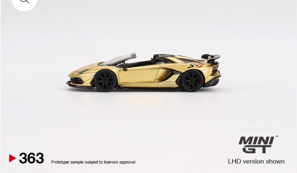 MiniGT Lamborghini Aventador SVJ Roadster Oro Elios RHD brand new sealed