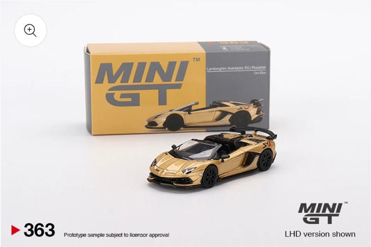 MiniGT Lamborghini Aventador SVJ Roadster Oro Elios RHD brand new sealed