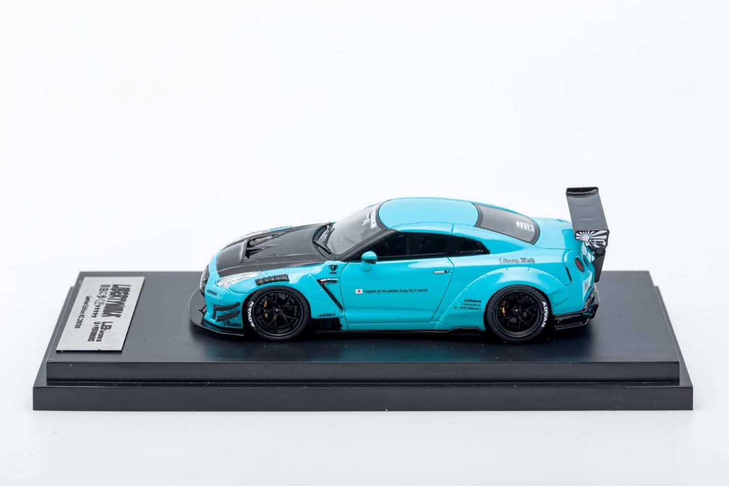 Impossible Perfect Skyline GT-R R35 UK Edition Blue with Carbon Bonnet LBWK Version 2 Resin
