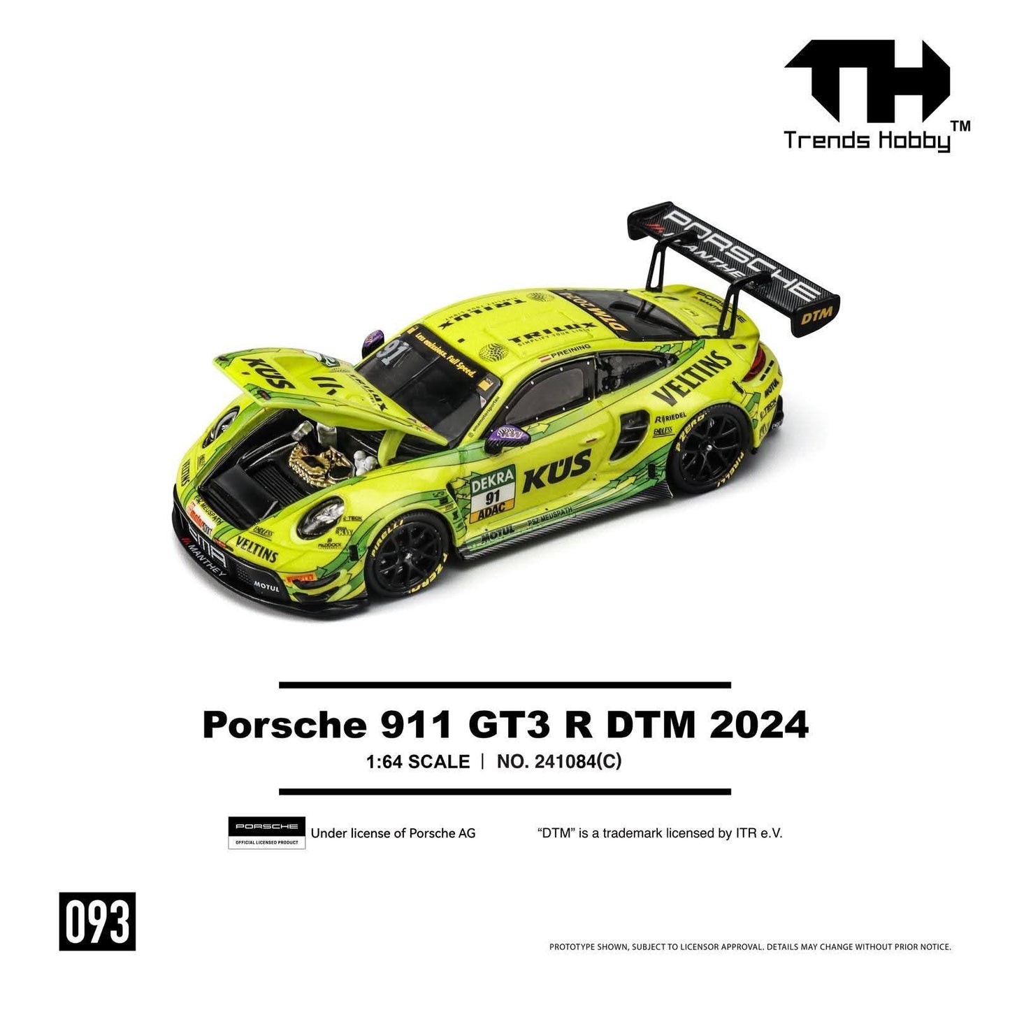 Trends Hobby Porsche 911 GT3 R DTM 2024 #91 Yellow 241084(C)