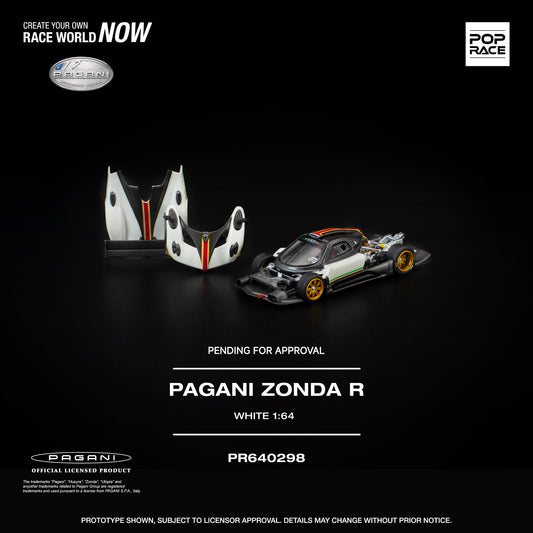 Preorder PopRace 1/64 Pagani ZONDA R White PR640298