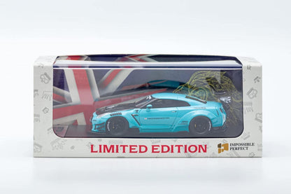 Impossible Perfect Skyline GT-R R35 UK Edition Blue with Carbon Bonnet LBWK Version 2 Resin