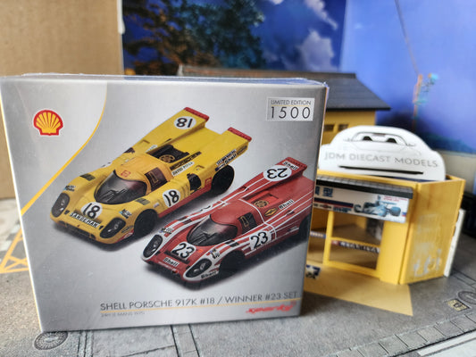 SPARKY 1/64 diecast Porsche 917K SHELL COMBO - Le Mans winner 1970 & SHELL 24h Le Mans 1970 Piper/Van Lennep #18