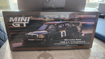 MiniGT Mercedes Benz 190E 2.5-16 Evolution II Zung Fu Cars Set of 3 Macau Guia Race 1991 MGTS0003