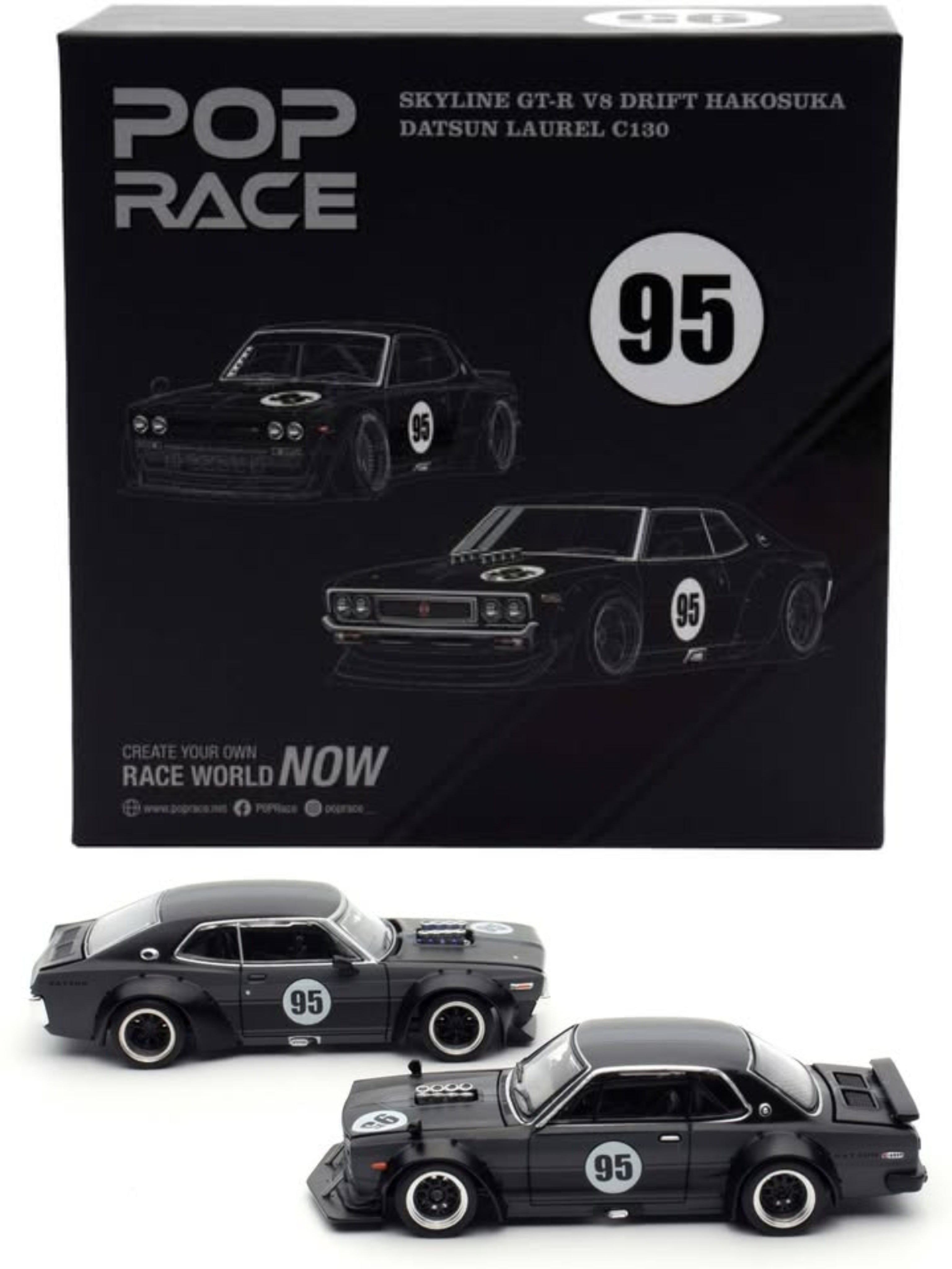 Drift V8 GT-R Skyline Nissan PopRace 未開封24ボックス リチューン ダ・カーポ & PR640351 Boxset C130 Laurel ヴァイスシュヴァルツ