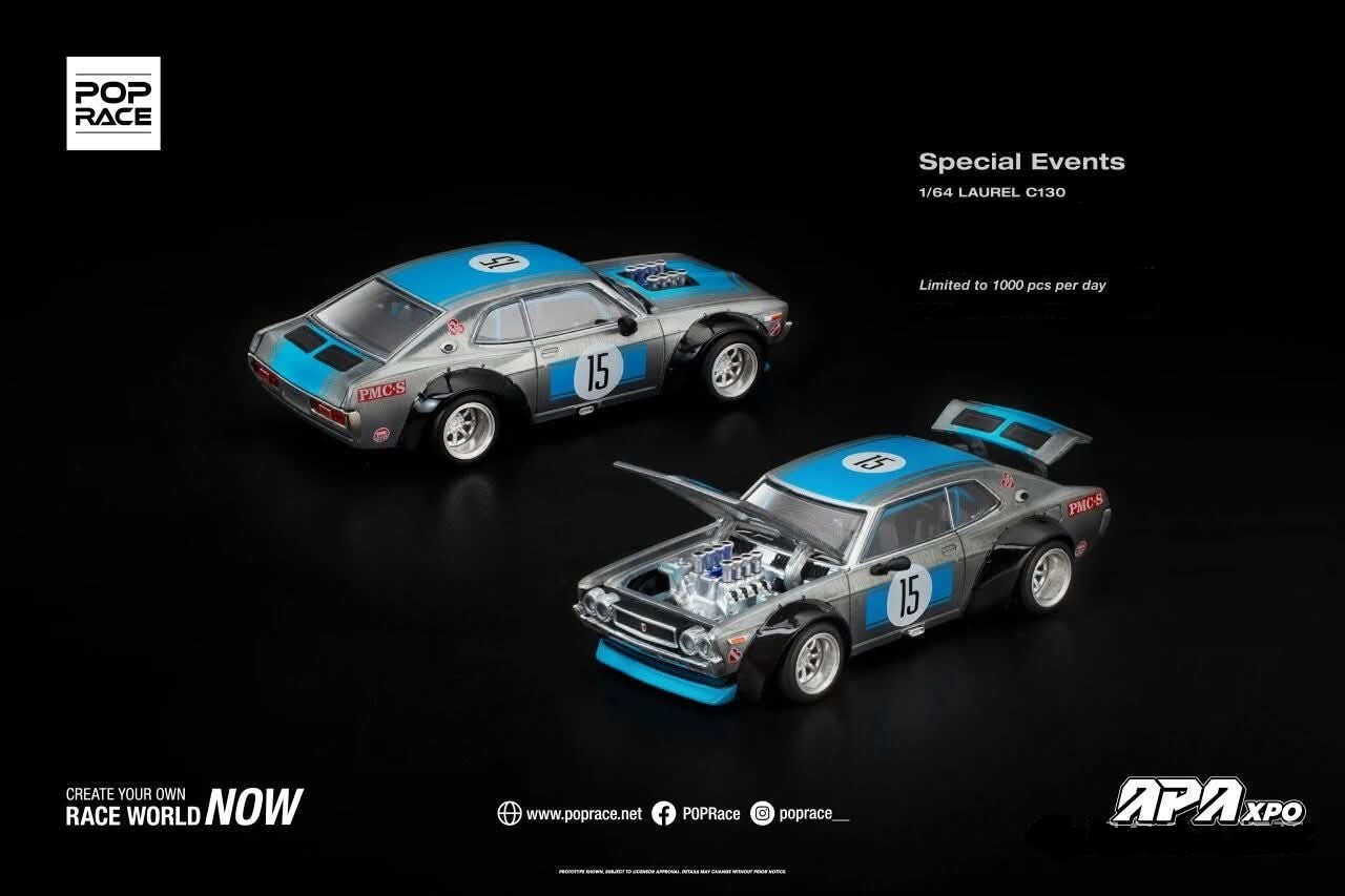 Preorder PopRace Skyline V8 Drift Hakosuka and Laurel C130 Set All in Tuning China Expo Set