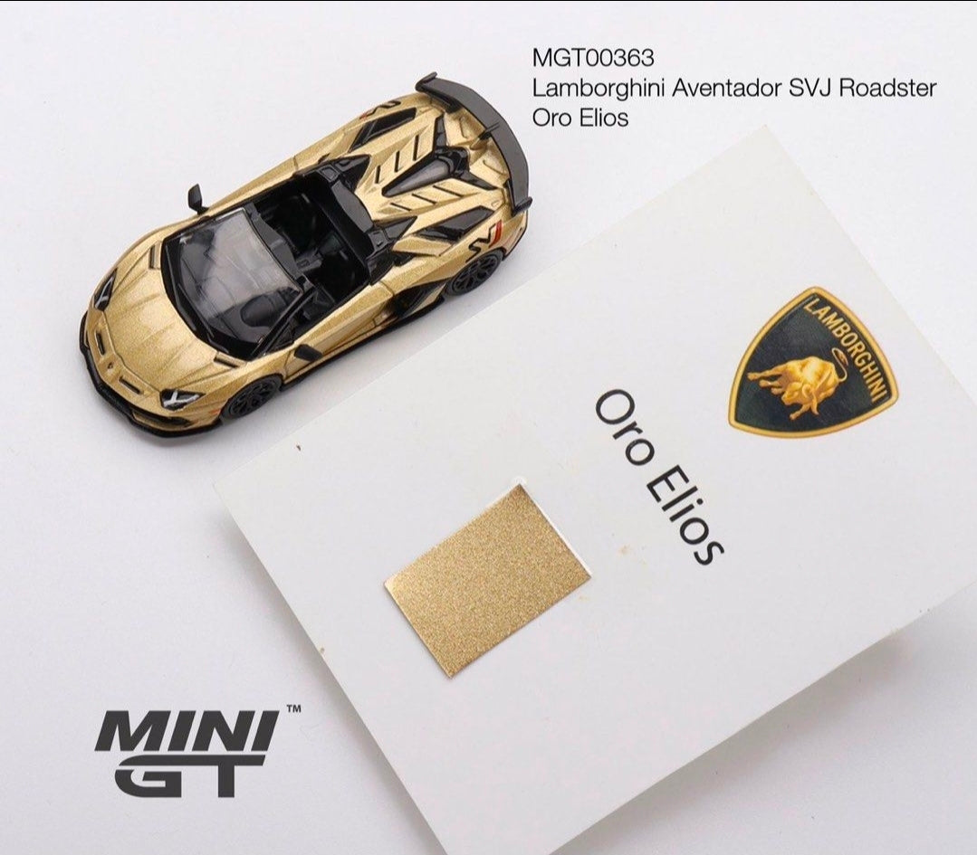 MiniGT Lamborghini Aventador SVJ Roadster Oro Elios RHD brand new sealed