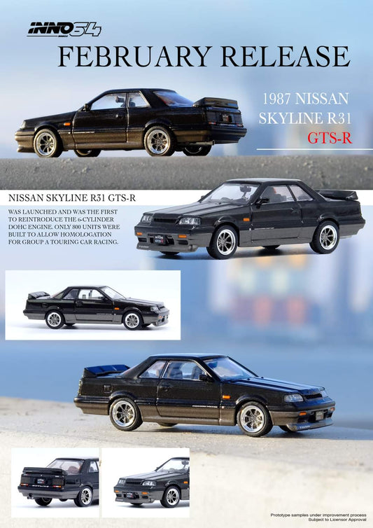 Inno64 Nissan Skyline GTS-R R31 Black/Gun Metal